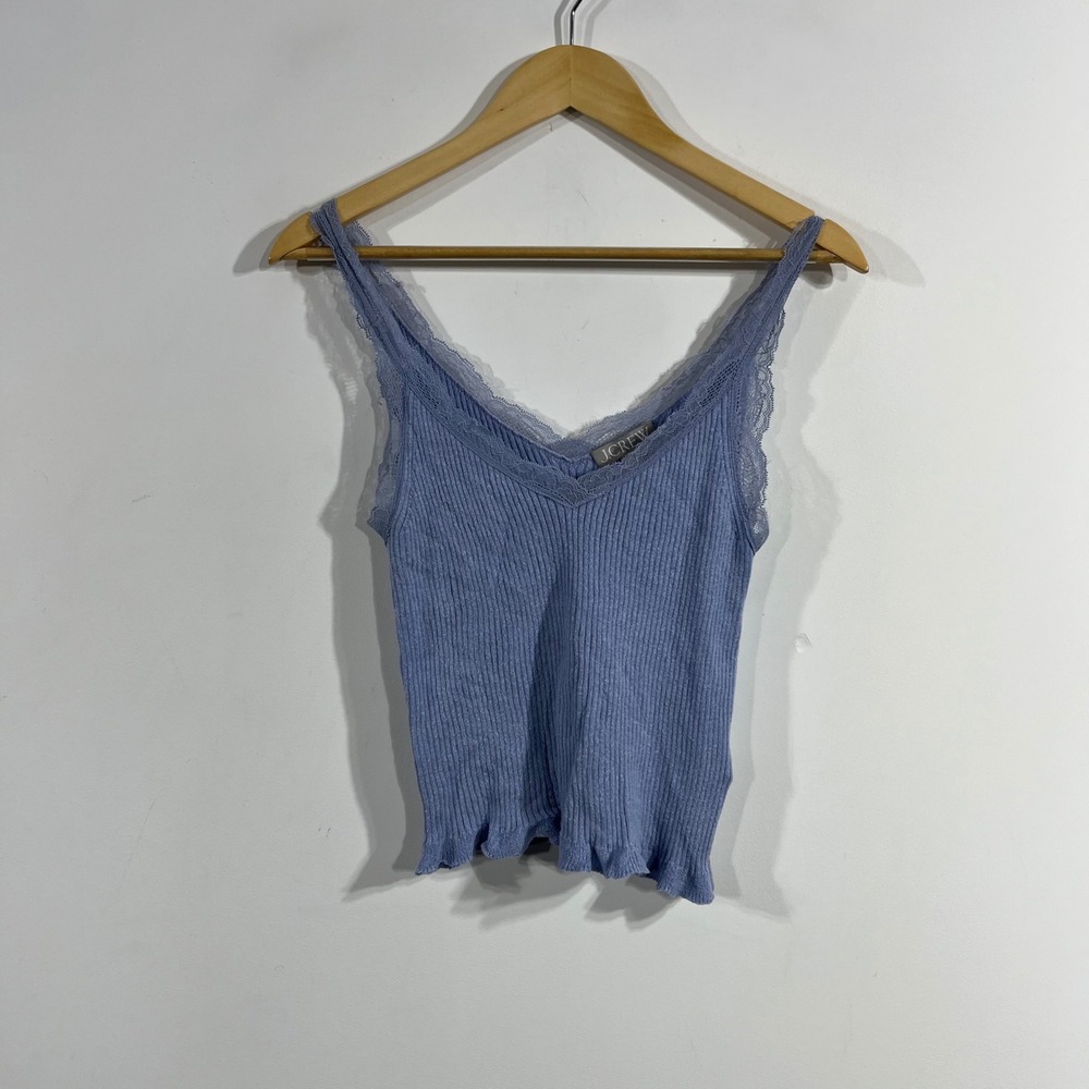 J.Crew Preppy Fairy Grunge Ribbed Lace Trim Cami Top Silk Blend Small Dainty